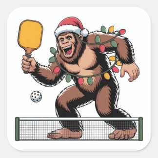 Bigfoot Sasquatch Pickleball Weihnachten 2026   Quadratischer Aufkleber