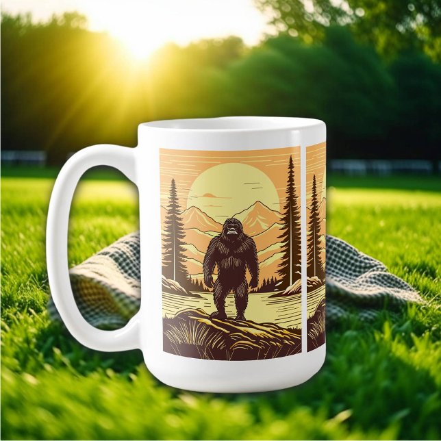 Bigfoot Sasquatch Retro Art Kaffeetasse (Von Creator hochgeladen)
