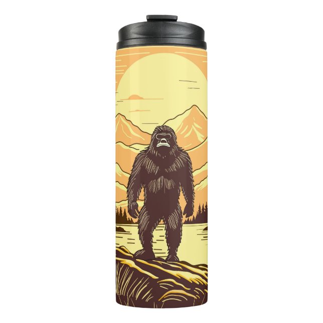 Bigfoot Sasquatch Retro Art Thermosbecher (Vorderseite)