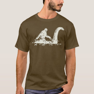 Bigfoot Sasquatch Riding The Loch Ness Monster Fun T-Shirt
