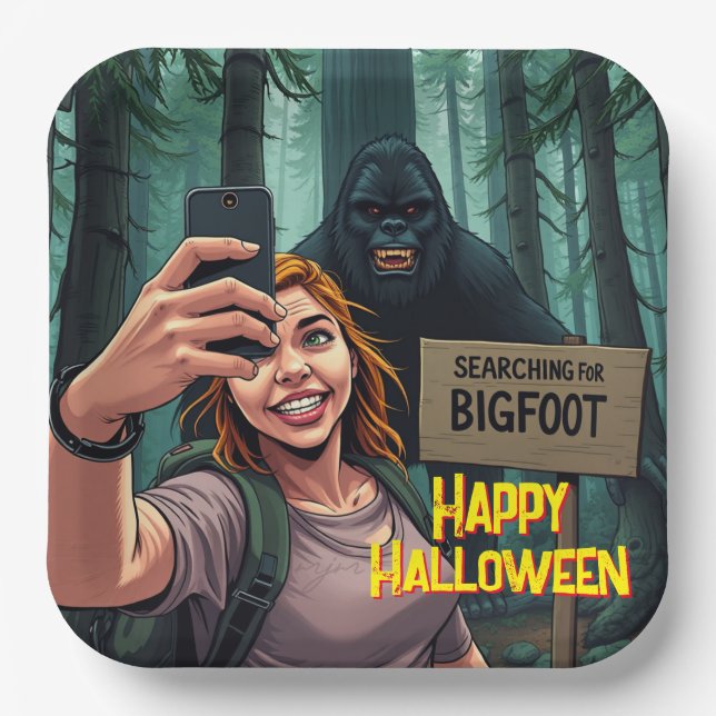 Bigfoot Sasquatch Selfie Pappteller (Vorderseite)