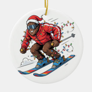 Bigfoot Sasquatch Skifahren Weihnachten 2026 Urlau Keramik Ornament