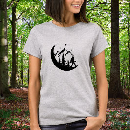 BigFoot Sasquatch Squatchy Forest Mountains Moon T-Shirt