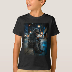 Bigfoot Sasquatch trinkt eisgekühlten Kaffee lusti T-Shirt