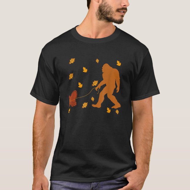 Bigfoot Sasquatch Türkei Herbst Erntedank Herbst T-Shirt (Vorderseite)