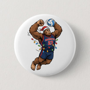 Bigfoot Sasquatch Volleyball Weihnachten Sport Button