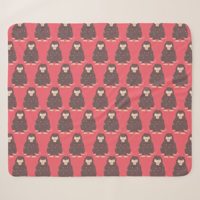 Bigfoot Sasquatch Weihnachten Sherpadecke (Vorderseite (Horizontal))
