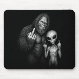 Bigfoot Sasquatch Weltraum-Alien Stinkefinger Mousepad