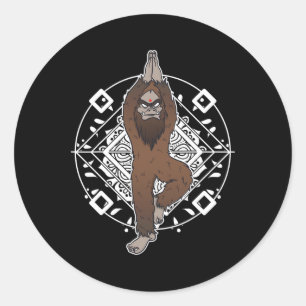 Bigfoot Sasquatch Yeti Yoga Meditation Lustiges Ge Runder Aufkleber
