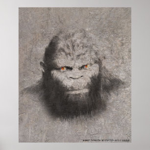 BIGFOOT SASQUATCH ZEICHNEND PORTRAIT ORANGE AUGEN POSTER