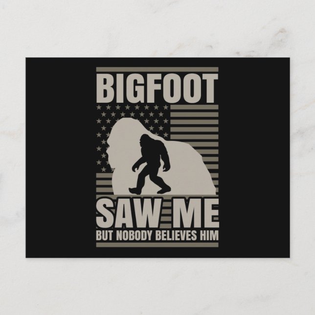 Bigfoot Saw Me American Flag Postkarte (Vorderseite)