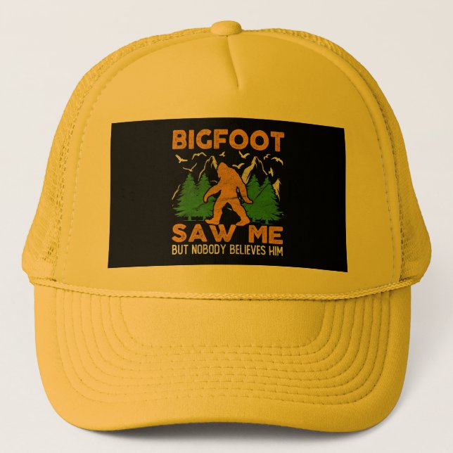 Bigfoot Säw Me Sasquatch Yeti Truckerkappe (Vorderseite)