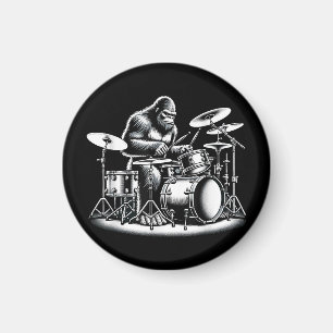 Bigfoot-Schlagzeuger Sasquatch spielt Schlagzeug M Magnet