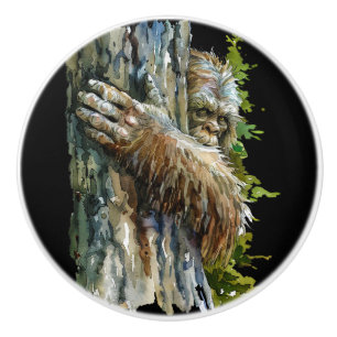 Bigfoot Schwarze Wasserfarbe versteckt sich im Wal Keramikknauf