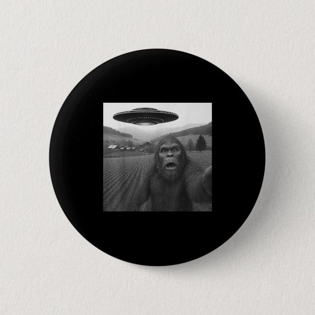 Bigfoot Selfie mit Alien Ufo Funny Geschenke für M Button (Vorderseite)