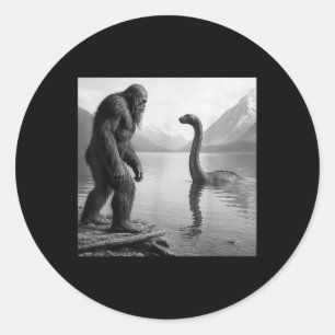 Bigfoot-Selfie mit Loch-Ness-Monster-Geschenken fü Runder Aufkleber
