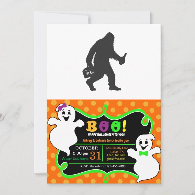 Bigfoot-Silhouette Einladung (Vorderseite)