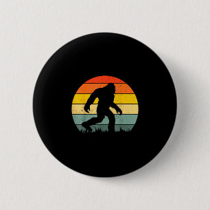 Bigfoot-Silhouette Retro-Sonnenuntergang lustiger Button