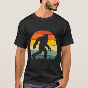 Bigfoot-Silhouette Retro-Sonnenuntergang lustiger T-Shirt