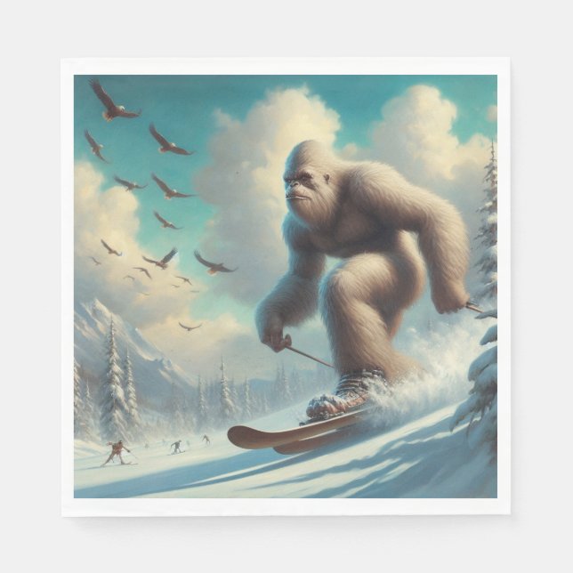 Bigfoot Skiing Serviette (Vorderseite)