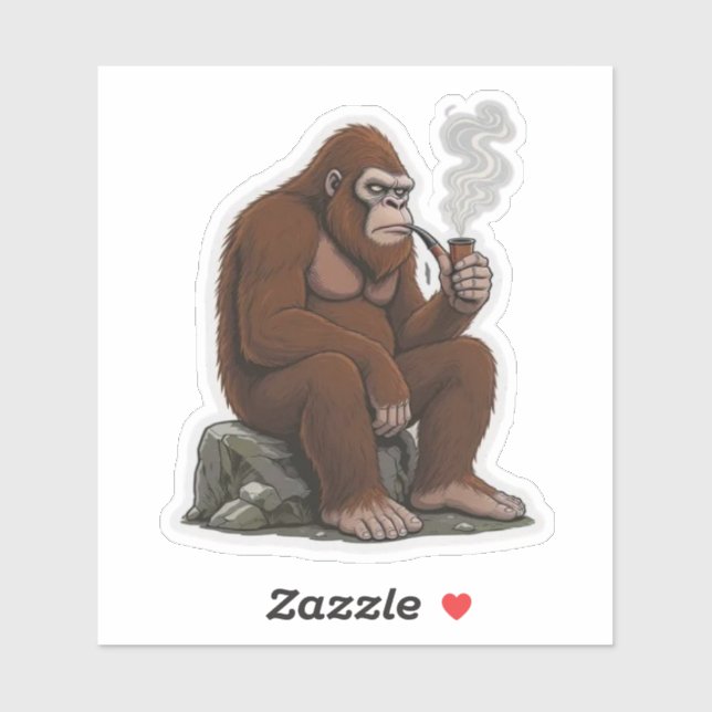 Bigfoot Smoking a Pipe Aufkleber (Blatt)