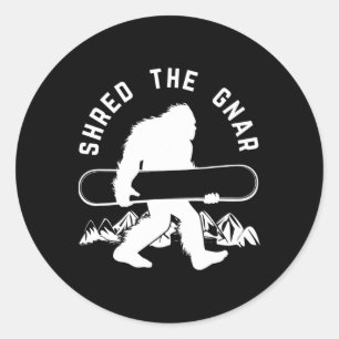 Bigfoot Snowboard Shredding Gnar Sasquatch Snowboa Runder Aufkleber