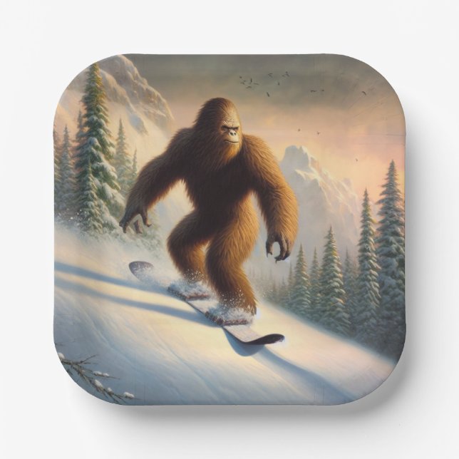 Bigfoot Snowboarding Pappteller (Vorderseite)