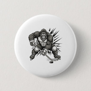 Bigfoot-Spieler spielt lustiges Sasquatch-Eishocke Button