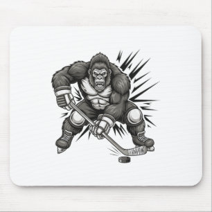 Bigfoot-Spieler spielt lustiges Sasquatch-Eishocke Mousepad