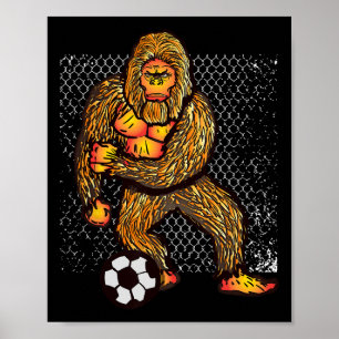 Bigfoot spielt Fußball für Fußballspieler Lustiges Poster