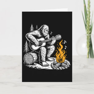 Bigfoot spielt Gitarre Lagerfeuer Lustiges Camping Karte