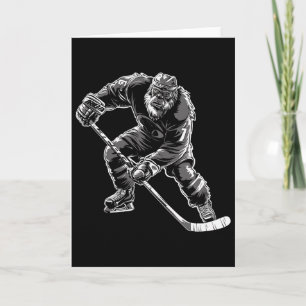 Bigfoot spielt Hockeyspieler lustiger Sasquatch Ho Karte