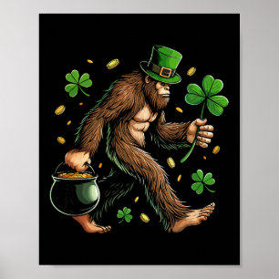Bigfoot St. Patricks Day Lustiger Sasquatch Saint Poster