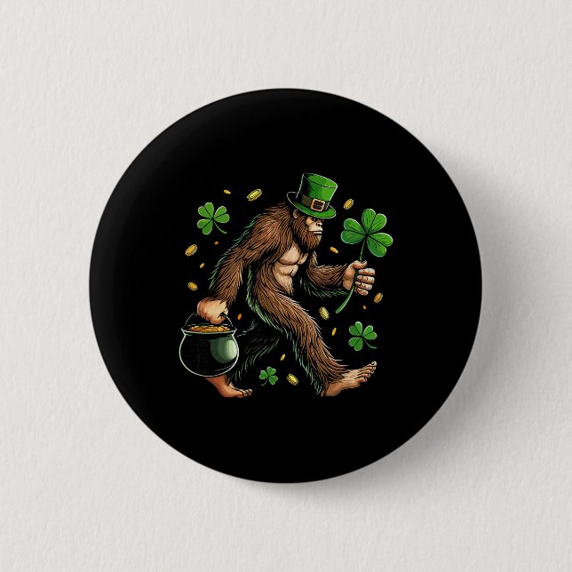 Bigfoot St. Patricks Day Lustiger Sasquatch Sankt  Button (Vorderseite)