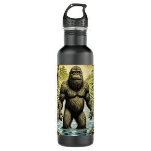 Bigfoot stehend im Wasser Cartoon Edelstahlflasche