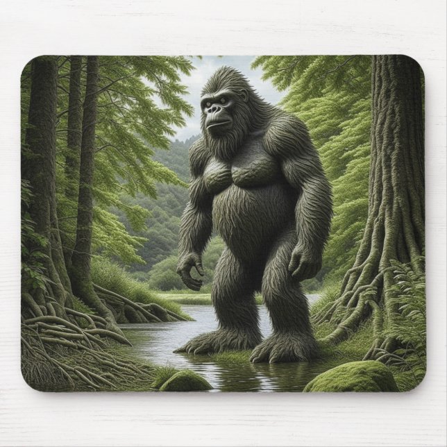 Bigfoot stehend in einem Creek-Cartoon Mousepad (Vorne)