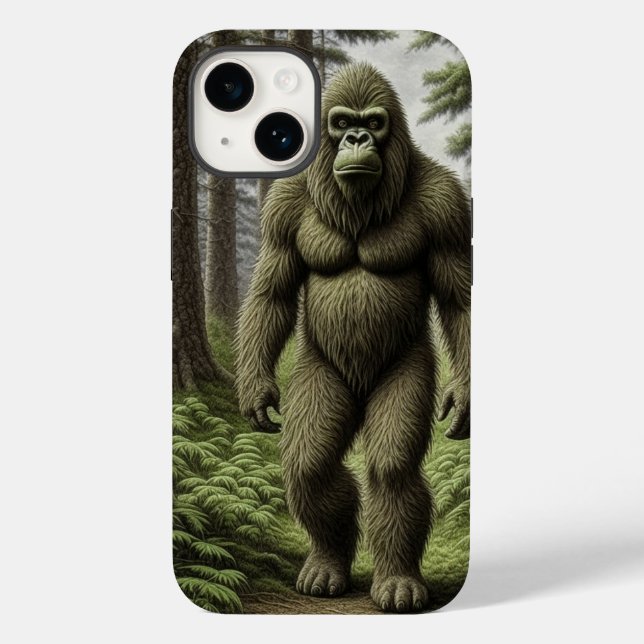 Bigfoot stehend in Trees AI art Case-Mate iPhone 14 Hülle (Rückseite)