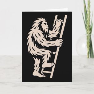 Bigfoot steigt Leiter Lustiger Kryptid Sasquatch L Karte