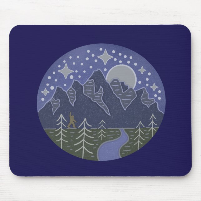 Bigfoot Sternenreiche Nachtwanderung | Kryptozoolo Mousepad (Vorne)
