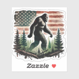 Bigfoot Sticker - American Flag Patriot