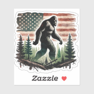 Bigfoot Sticker - American Flag Patriot