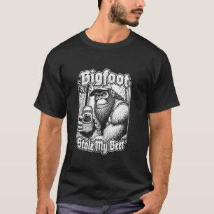 Bigfoot Stole My Beer Lover Funny Sasquatch Rednec T-Shirt