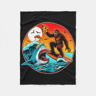 Bigfoot-Surfen-Pizza essender Hai-Angriff Lustige Fleecedecke