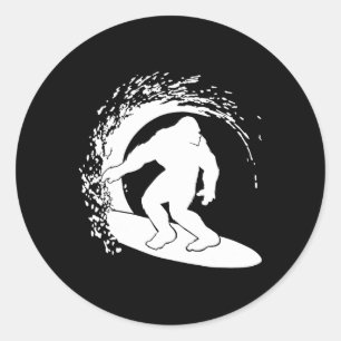 Bigfoot Surfen Runder Aufkleber