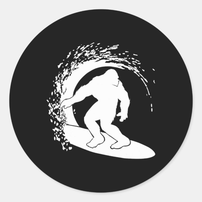 Bigfoot Surfen  Runder Aufkleber (Vorderseite)