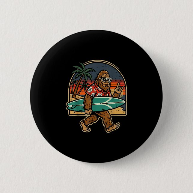 Bigfoot-Surfer-Rock-Hand-Sasquatch-Rocker-Männer-J Button (Vorderseite)