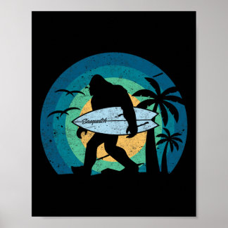Bigfoot-Surfer-Shirt Lustig Sasquatch Yeti Surfen  Poster