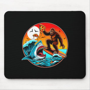 Bigfoot-Surfing-Pizza essender Hai-Angriff Lustige Mousepad