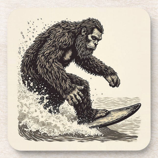 Bigfoot Surft Getränkeuntersetzer (Vorderseite)