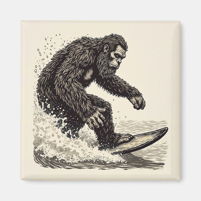 Bigfoot Surft Magnet (Vorne)